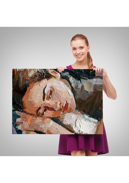 Uyuyan Güzel Kadın Yağlıboya Görünümlü Duvar TABLOSU-3730 fırsatları