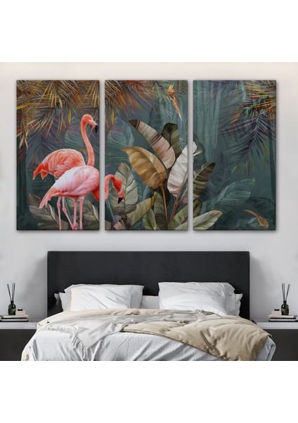 Pembe Filamingolar Yağlıboya Görünüm Dekoratif Tablo -3700 modelleri