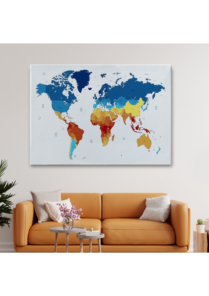 Dünya Haritası Dekoratif Kanvas Tablo 1047 fiyatları