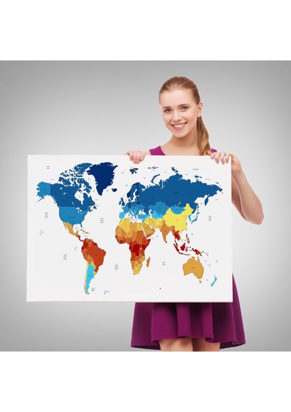 Dünya Haritası Dekoratif Kanvas Tablo 1047 fırsatları