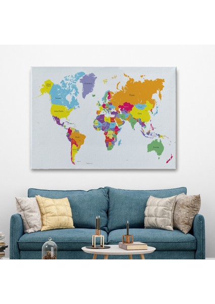 Dünya Haritası Dekoratif Kanvas Tablo 1055 fiyatları