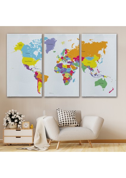 Dünya Haritası Dekoratif Kanvas Tablo 1055 modelleri