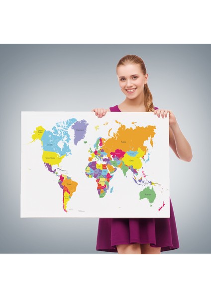 Dünya Haritası Dekoratif Kanvas Tablo 1055 fırsatları