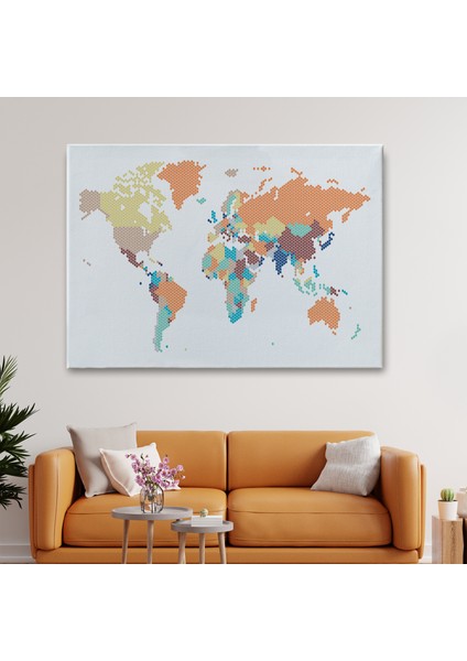 Dünya Haritası Dekoratif Kanvas Tablo 1061 fiyatları