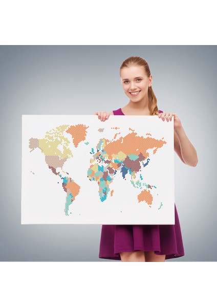 Dünya Haritası Dekoratif Kanvas Tablo 1061 fırsatları