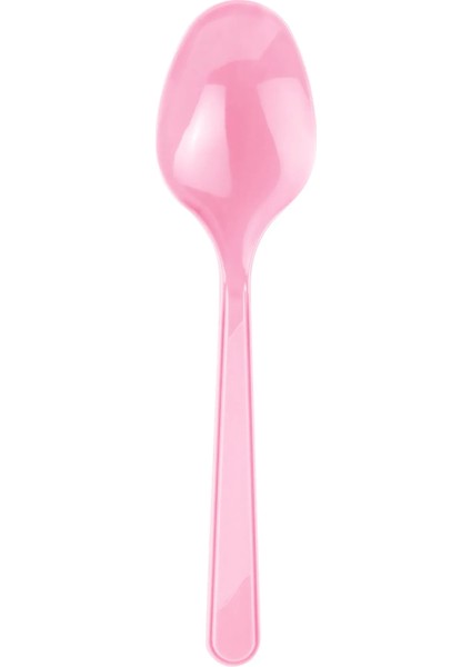 Plastik Kaşık Pembe Kaşık 25 Adet Kullan At Kaşık