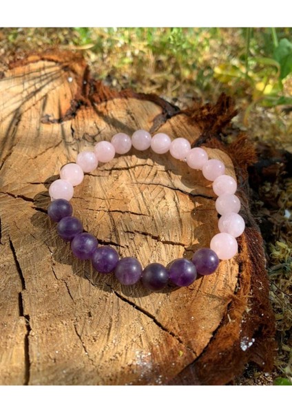 Ametist Pembe Kuvars Bileklik