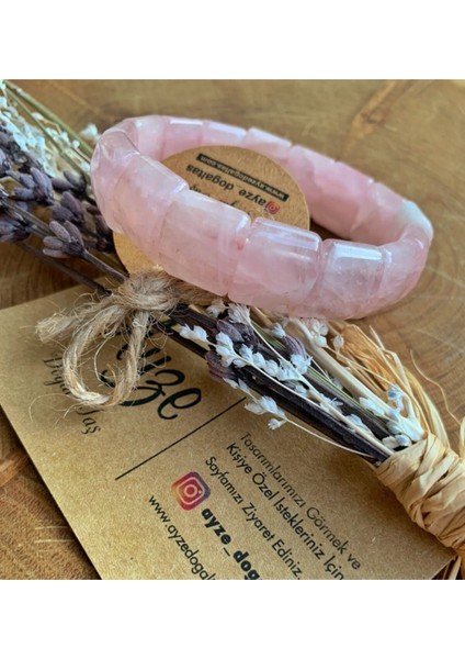 Kesim Pembe Kuvars Bileklik