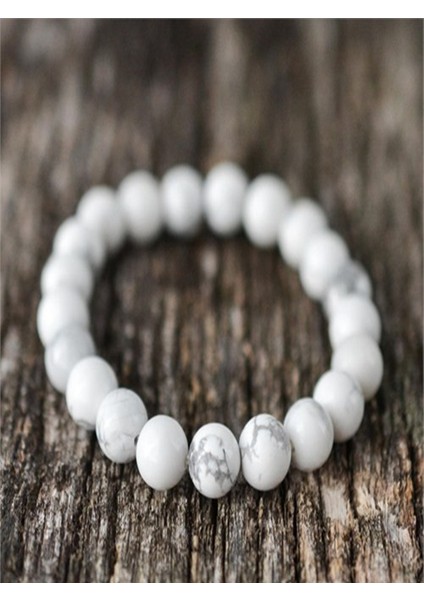 Gerçek Beyaz Havlit Doğal Taş Bileklik