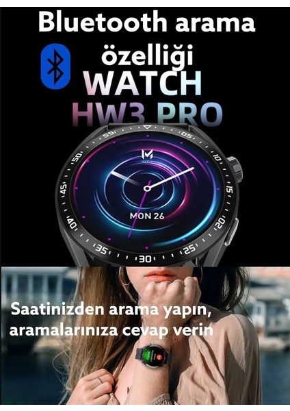 Hw3 Pro Hafıza Kart Girişli Bluetooth Çağrı Özellikli Tuşlar Aktif Tek Kordonlu 2023 Son Sürüm Akıllı Saat