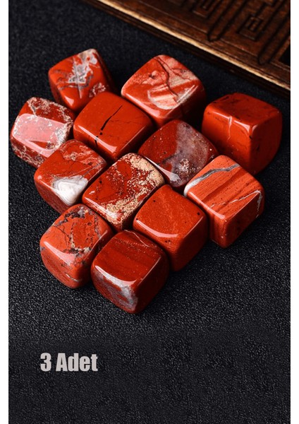 Sertifikalı Kırmızı Jasper Taşı Doğal Taş Kütle (3 Adetli)