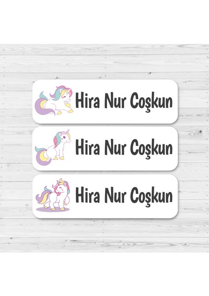 Kişiye Özel Okul Etiket Seti - 180 Adet - Kokusuz Ekolojik Mürekkep Pvc Etiket Sticker-Unicorn Model