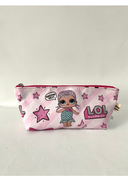 Pembe Deniz Kızı Desenli Kalem Kutusu