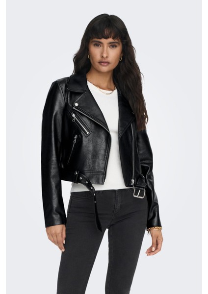 15296592-FW Onlnewvera Faux Leather Bıker Otw Kadın Pıu Ceket