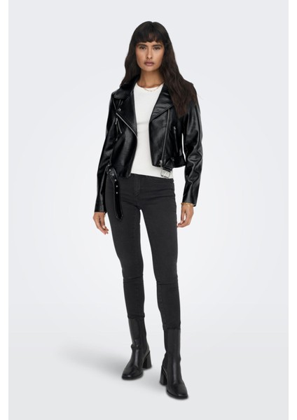 15296592-FW Onlnewvera Faux Leather Bıker Otw Kadın Pıu Ceket modelleri