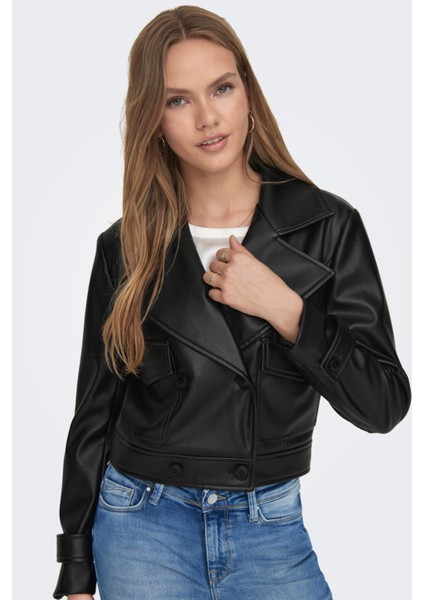 15293027-FW Onlkım Faux Leather Cargo Jacket cc Otw Kadın Pıu Ceket