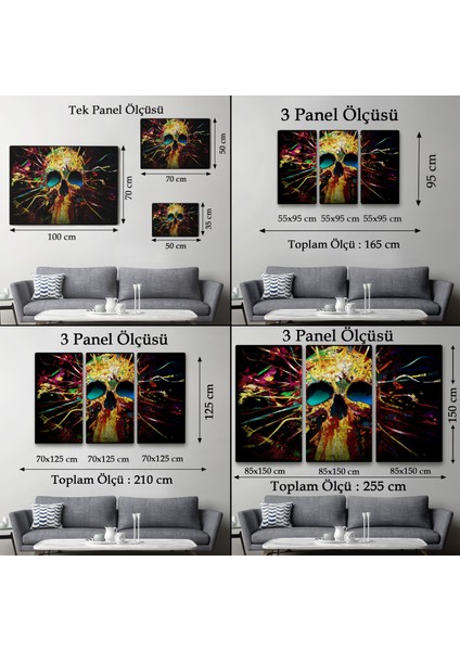 Kafatası Kanvas Tablo, Graffiti Duvar Sanatı, Kafatası, Graffiti Kafatası Sokak SANATI-5382 fırsatları