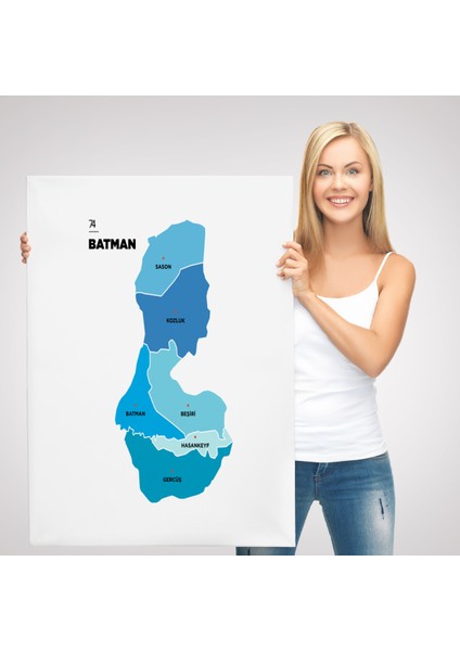 Batman Ili ve Ilçeler Haritası Dekoratif Kanvas Tablo 1287 modelleri