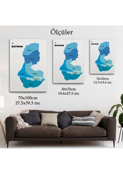 Batman Ili ve Ilçeler Haritası Dekoratif Kanvas Tablo 1287 fırsatları