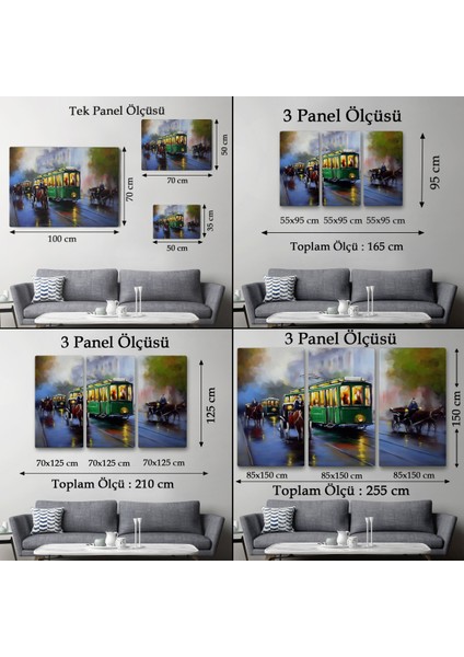 Eski Tramvay Retro Yağlıboya Görünüm Dekoratif Kanvas Duvar TABLOSU-3574 fırsatları