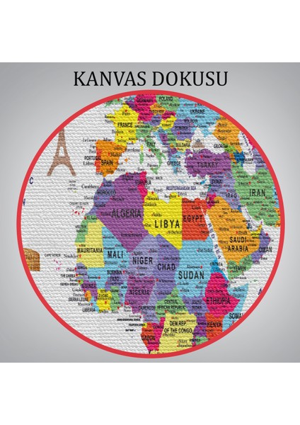 Dünya Haritası Son Derece Ayrıntılı Eğitici ve Sembollü Kanvas Tablo 3179 indirimleri