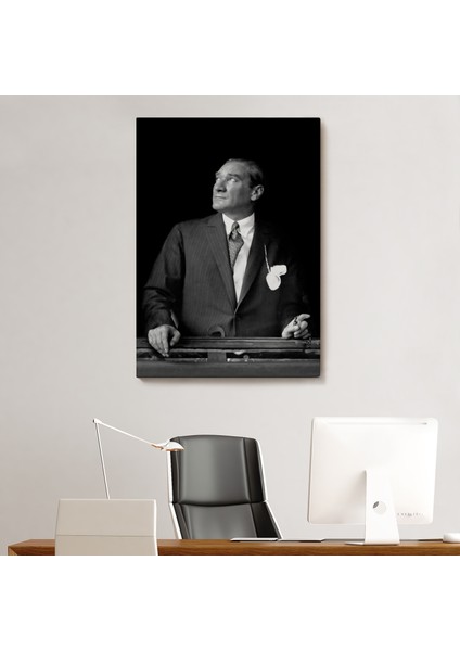 Atatürk Portre Tablosu Mustafa Kemal Atatürk Dikdörtgen Dekoratif Kanvas Tablo-Dı-86