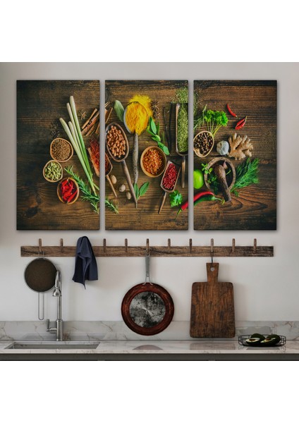 Mutfak Kesme Tahtası Üzerinde Baharatlar Kanvas TABLO-3586 modelleri