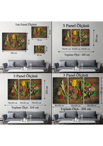 Mutfak Kesme Tahtası Üzerinde Baharatlar Kanvas TABLO-3586 fırsatları