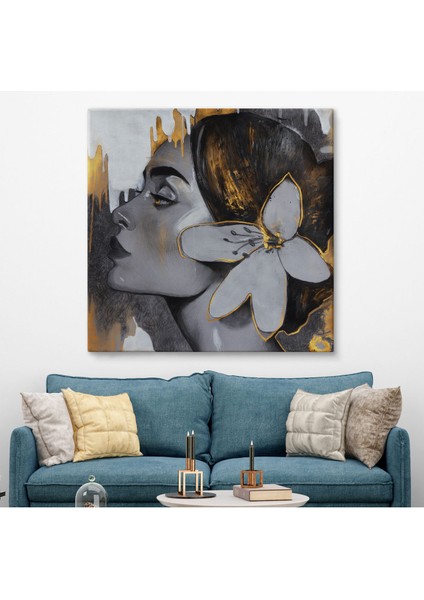 Çağdaş Altın Desenli Soyut Kadın Kanvas TABLO-5907 fiyatları