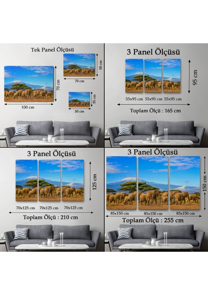 Fil Sürüsü Dekoratif Kanvas Tablo 1143 fırsatları