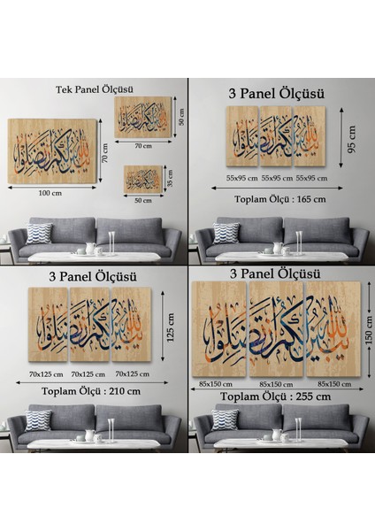 Allah Her Şeyi Hakkıyla Bilendir (Nisa 176) Yazılı Dekoratif Kanvas TABLO-3306 fırsatları