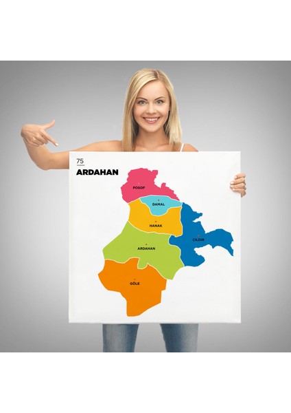 Ardahan Ili ve Ilçeler Haritası Dekoratif Kanvas Tablo 1270 modelleri