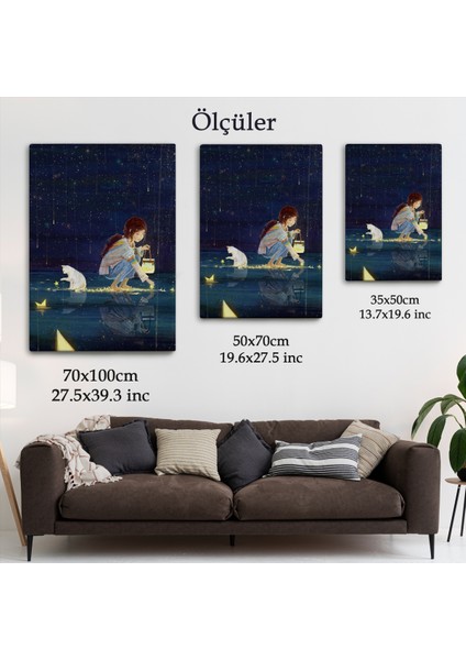Yıldız Toplayan Kız ve Kedi Dekoratif Duvar TABLOSU-6129 fırsatları