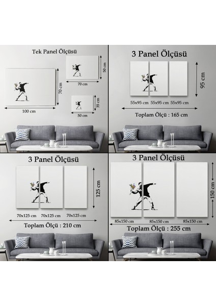 Bansky'nin Çiçek Atan Adam Eseri Kanvas TABLO-5111
