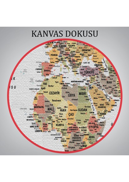 Türkçe Dünya Haritası Dekoratif Kanvas Tablo Son Derece Detaylı 1621 indirimleri