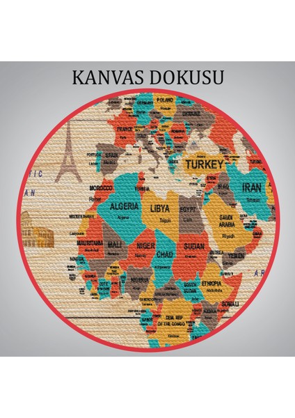 Ahşap Görünümlü Dünya Haritası Dekoratif Kanvas Tablo 2071 indirimleri