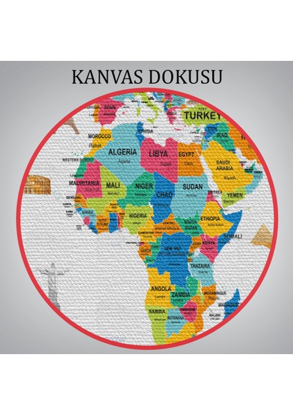 Dünya Haritası Ülke Bayraklı ve Başkentli Kanvas Tablo 1949