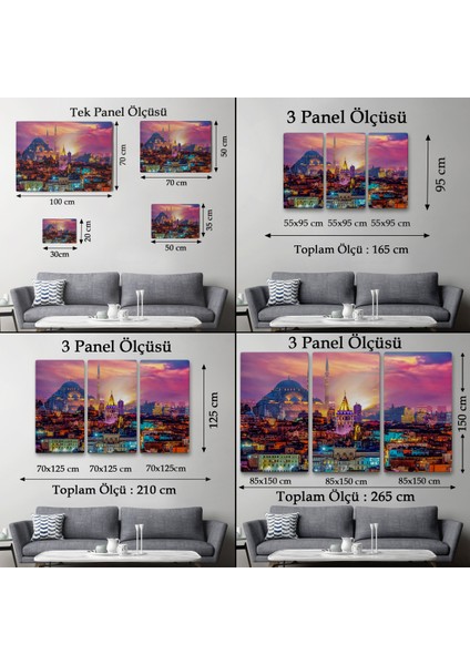 Galata Kulesi Sultan Ahmet Camii ve Şehir Manzara TABLOSU-6514 fırsatları