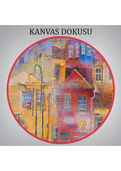 Eski Avrupa Kasabası Yağlıboya Görünüm Dekoratif Kanvas TABLO-3536