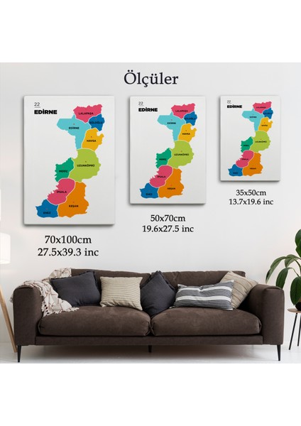 Edirne Ili ve Ilçeler Haritası Dekoratif Kanvas Tablo 1327 fırsatları