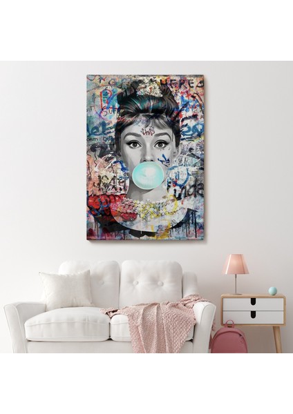 Audrey Hepburn Banksy Style Duvar Sanatı Ciklet Posteri, Hepburn Kanvas TABLO-5319 fiyatları