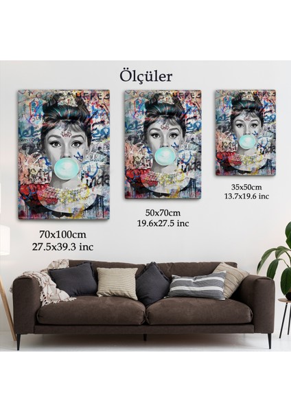 Audrey Hepburn Banksy Style Duvar Sanatı Ciklet Posteri, Hepburn Kanvas TABLO-5319 fırsatları