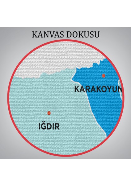 Iğdır Ili ve Ilçeler Haritası Dekoratif Kanvas Tablo 1359