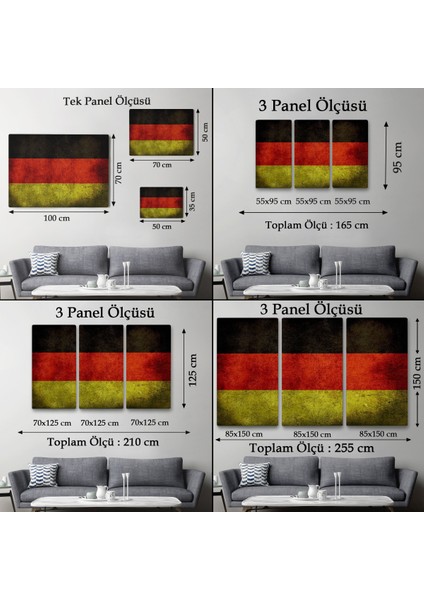 Almanya Bayrağı Rustik Kanvas Tablo, Ev ve Ofis Dekoru TABLO-5387 fırsatları