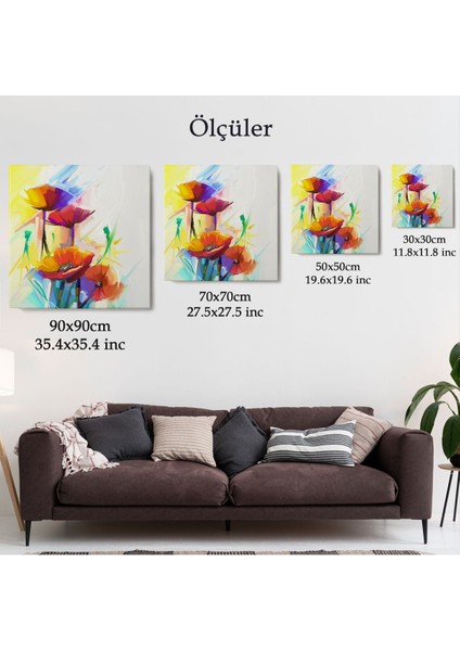 Soyut Çiçekler Yağlıboya Görünüm Dekoratif Kanvas Duvar TABLOSU-5828 fırsatları