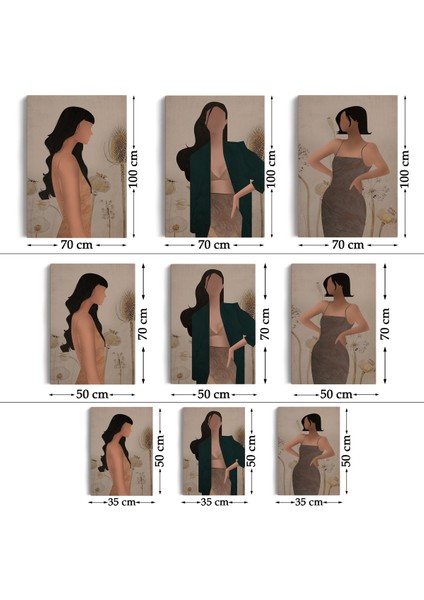 Yüzsüz Soyut Kandınlar Dekoratif Duvar Tablosu Üçlü Set-Dş-96 fırsatları