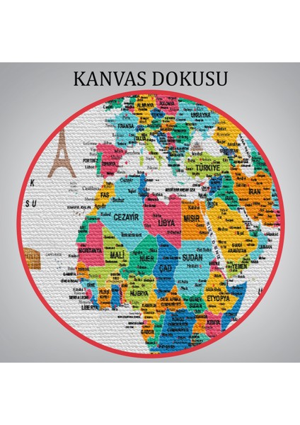 Türkçe Dünya Haritası Son Derece Ayrıntılı Eğitici ve Sembollü Kanvas Tablo 3214 indirimleri