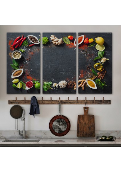 Mutfak Masasındaki Baharatlar Dekoratif Kanvas Duvar TABLOSU-3727 modelleri