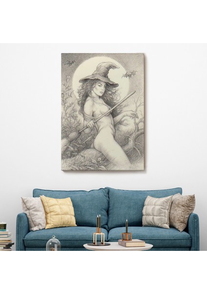 Şabat'a Cadı Uçuşu, Vintage Cadılar Bayramı, Wiccan Tuhaflıkları Kanvas TABLO-5284 fiyatları