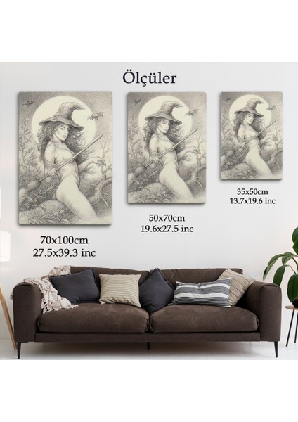 Şabat'a Cadı Uçuşu, Vintage Cadılar Bayramı, Wiccan Tuhaflıkları Kanvas TABLO-5284 fırsatları